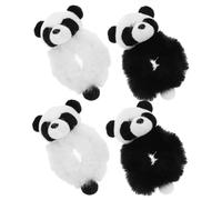 LRXIYODE 4 pièces Élastiques Cheveux Peluche Panda Doucis et Extensibles Accessoires Mignons pour Queue de Cheval Ornements Cheveux Filles pour Longs