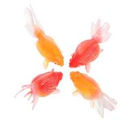 LRXIYODE 4 Pièces Figurine de Poisson Rouge Plastique Statuette de Poisson Miniature Décoration Aquarium Réalistique Ornements pour Bureau et Jardin