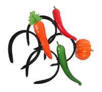LRXIYODE 4 Pièces Halloween Headbands Pumpkin Pepper Carrot Hairbands Lightweight Plastic Food Hair Hoop For Cosplay Spa Accessory