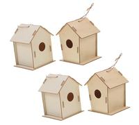 LRXIYODE 4 Pièces Kit DIY Nichoirs Bois Non Peint pour Garçon Fille Maison Oiseaux Suspendue à Décorer Bricolage Créatif Garçon Fille Maison Oiseaux Extérieur Robuste et