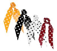 LRXIYODE 4 pièces Lot de Attaches Cheveux Élastiques à Pois Bandeaux Ruban avec Nœud pour Queue de Cheval Accessoires Durables et Extensibles pour Coiffure Élégante Couleur Aléatoire