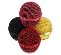 LRXIYODE 4 pièces Lot Microphone Maille Métallique pour Remplacement Couvre Micros Colorés Noir et Rose Compatibles Plupart des Micros Dynamiques Standard