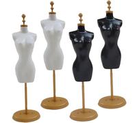 LRXIYODE 4 pièces Mini Mannequin Couture Support de Robe Demi Poupée Modèle Humain Décoratif Noir et Blanc pour Vêtements