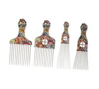 LRXIYODE 4 pièces Peigne Afro à Dents Larges Lot de Outils de Coiffure pour Cheveux Bouclés et Tresses Accessoires de Salon pour Hommes et Femmes Peigne de Démêlage et Stylisation