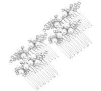 LRXIYODE 4 Pièces Peigne Latéral Léger et Maintien Sécurisé Vintage Élégant en Métal Argenté en Fleurs en Perles et pour Mariage en Intérieur et Séances Photo pour Mariage Intérieur Séances