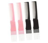 LRXIYODE 4 pièces Peigne Queue de Métal Fibre de Antistatique pour Femmes Peigne de Séparation Outil Coiffure Polyvalent pour Boucles et Chignons