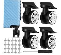 LRXIYODE 4 Pièces Roues de Remplacement Valise Double Rangée Pivotantes Résistantes à Usure pour Réparation Bagages avec Vis et Tournevis Roues Trolley Robustes pour Valise de Voyage