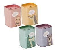 LRXIYODE 4 Pièces Tirelire pour Garçon Fille Boîte à Carrée Tôle avec Motifs Dessin Animé Cadeau Pratique pour Garçon et Fille Couleur