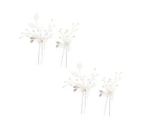 LRXIYODE 4 Pièces U-shaped Bridal Hairpins With Pearl Leaf Design Wedding Hair Accessories For Brides And Bridesmaids Elegant Flower Hair Forks For Buns Updos And Loose Hairstyles