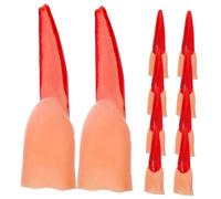 LRXIYODE 40 Pièces Doigts Factices Halloween avec Ongles Rouges Accessoires Cosplay Réalistes pour Garçon Fille Doigts Simulés Plastique pour Lectures et Déguisements