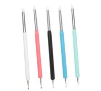 LRXIYODE 5 pièces Outils de Manucure Brosse Silicone pour Art des Ongles Pinceaux à Dessin UV Gel avec Double Tête Kit Pratique et pour Créations Nail Art