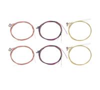 LRXIYODE 6 Ensembles Cordes Guitare Acoustique Colorées Métal Kit de Remplacement pour Guitares Folk avec Cordes Cuivre Rouge et Laiton Accessoires pour Débutants et Performances