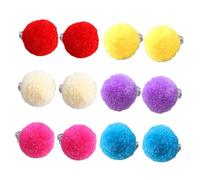 LRXIYODE 6 paires Boucles Doreilles Clips Pompon pour Fille Colorées sans Piercing Ornements Confortables pour Garçon Fille et Adolescentes