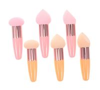 LRXIYODE 6 Pièces Éponges Maquillage Fond de Teint Humide et Sec Applicateurs Blenders Visage avec Manche et Correcteurs Rose et Teint Peau
