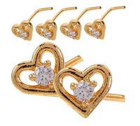 LRXIYODE 6 Pièces Heart Shaped Nose Rings For Women Bar Non-piercing Studs With Sparkling Stones Devil Eye Design For Costume And Halloween Parties