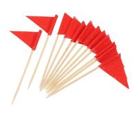 LRXIYODE 60 Pièces Mini Drapeaux Rouges pour Cure-dents Décorations de Cupcakes et Apéritifs Piques à Cocktail avec Drapeaux pour Buffet et Charcuterie