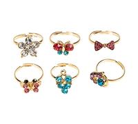 LRXIYODE 6Pièces Anneaux pour Garçon Fille de Doigts Princesses Boîte Anneaux Réglables pour Fêtes