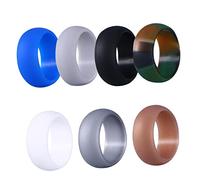 LRXIYODE 7 pièces Anneaux Silicone pour Hommes Bagues de Mariage Caoutchouc Couleurs Camouflage Or Noir Gris Blanc Bleu