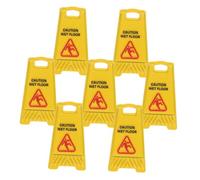 LRXIYODE 7 Pièces Faites Glisser soigneusement Panneau d'avertissement Signe de Prudence Mini-Sol Mini décor de Jardin Humide Alliage Jaune
