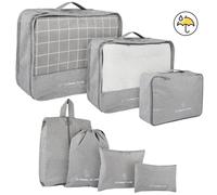 LRXIYODE 7 pièces Organisateur de Voyage Gris Multifonctionnel Sacs Rangement Valise Imperméables Cubes Vêtements Chaussures et Sous-vêtements Accessoires Bagages pour Voyages et Sorties