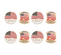 LRXIYODE 8 Pièces Lot de 8 set de Broches Patriotiques Drapeau Américain en Métal, Épingles Unisexes Fête Nationale, Accessoires Légers et Confortables Journée des Anciens, Collection 250E