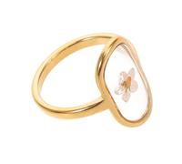 LRXIYODE Bague De Fleur En Acier Inoxydable Plaqué or 18k, Anneau De Fleurs Pressées De Cœur, Bijoux Légers Pour Femme, Usage Quotidien Et Occasions Spéciales, Taille Unique, Couleur or