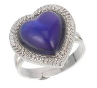 LRXIYODE Bague D'humeur Ajustable Changement de Couleur Sensible la Température en Alliage Pierre Précieuse en Forme de Cœur Confortable et Résistante à L'usure pour Toutes Occasions