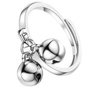 LRXIYODE Bague Ouverte Réglable Double Clochettes Pendantes pour Femmes Design Créatif et Élégant Anneau Décoratif Adaptable pour Fêtes et Tenue Quotidienne