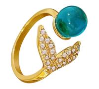 LRXIYODE Bague Réglable Pour Femme Design Forme De Sirène Anneau De Doigt Ajustable Accessoire De Mode Élégant Pour Occasions Spéciales