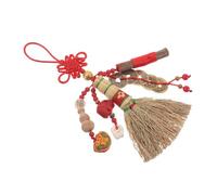 LRXIYODE Balai Décoratif Suspendu Feng Shui pour Berceau Bébé Nœud Rouge et Pièces de Monnaie, Amulette Traditionnelle Chinoise, Anti-Mauvais Esprit, Accessoire Suspendu pour Chambre -Né