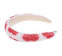 LRXIYODE Bandeau à Perles Rouge Forme Cœur Calotte Haute Accessoires Cheveux Saint-Valentin pour Femmes et Filles Bandeau Perlée Élégant pour Demoiselles d'Honneur Bijou Cheveux Mode