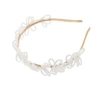 LRXIYODE Bandeau de Mariée à Perles et Cristaux 3d Floral Élégant pour Bride en Blanc