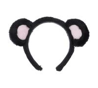 LRXIYODE Bandeau en Tissu Oreilles D’ours Taille Unique Noir et Rose Fille Accessoire Coiffure Fête Carnaval Noël