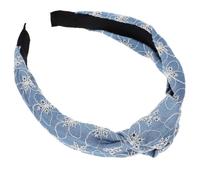 LRXIYODE Bandeau Large Jean Noué Style Vintage Accessoire Cheveux Ajouré avec Motif Fleur Serre-tête Large pour Femme Élégant et Confortable pour Tenue Décontractée