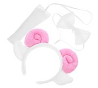 LRXIYODE Bandeau Oreilles de Mouton avec et Queue Peluche Kit Complet avec Nœud pour Cosplay Fêtes Halloween et Accessoire Cheveux pour Femmes et Âges
