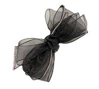 LRXIYODE Barrette En Organza Nœud En Strass Taille Unique Noir Épingle à Cheveux Élégante Pour Femmes Et Filles Tenue Chic Cérémonie Fête