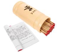 LRXIYODE Bâtons de Divination Chinois en Bambou avec Seau Blanc et Livre - Accessoire de Divination Bouddhiste 100 Bâtons - Jeu de Voyance Traditionnel pour Temple et Réunions Familiales