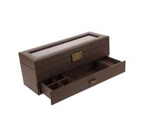 LRXIYODE Boîte à Montres et Bijoux Bois Massif à Double Couches Organisateur de Montres de Luxe avec Coussins Coffret de Rangement Emplacements avec Couvercle Verre pour Homme et Femme