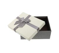 LRXIYODE Boîte Cadeau Rectangulaire avec Nœud Coffret Cadeau Pratique pour Anniversaire et Fêtes Boîte de Rangement Cosmétique Couleur Blanc et Gris