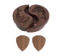 LRXIYODE Boîte de Rangement en Bois Gravé Style Yin Yang pour Médiators de Guitare, Prise en Main Confortable et Solution de Stockage Polyvalente, pour Musiciens en Salles de Répétition