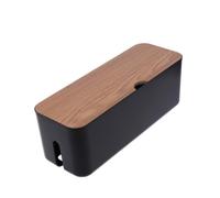 LRXIYODE Boîte de Rangement pour Multiprise et Câbles Noire Organisateur Filaire Ventilé avec Couvercle Poussière Gestion des Fils pour Bureau et Maison