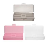 LRXIYODE Boîte de Rangement pour Outils de Manucure 3 Pièces en Plastique Transparent, Rose et Noir Translucide, Étui à Double Couche pour Organisateur D’Accessoires de Nail Art,