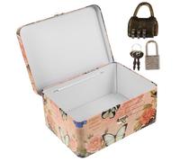 LRXIYODE Boîte Métallique Avec Serrure à Code Organiseur De Bureau Fer Pour Rangement Cosmétiques Bijoux Médicaments Coffret De Stockage Portable Anti-insectes Pour Maison Et Bureau