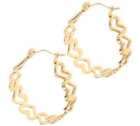 LRXIYODE Boucles d'Oreilles Créoles en Acier Inoxydable Doré Forme Cœur Ajourée Légère Grandes Boucles pour Femmes Sensibles Bijoux Fantaisie Élégants pour Toutes Occasions