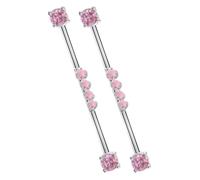 LRXIYODE Boucles D'oreilles Industrielles 14g en Acier Titane, Design Élégant Rose, Confort et Durabilité, 2pcs pour Piercing Industriel du Cartilage 38 Mm