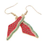 LRXIYODE Boucles D'oreilles Pendantes Pastèque Fantaisie En Alliage Doré Décorées De Cristaux Scintillants Léger Été Femmes Plage