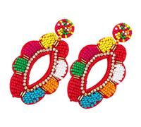 LRXIYODE Boucles D'oreilles Pendantes Perlées à Motif Floral Ethniques Multicolores Artisanales En Perles De Rocaille, Légères, Pour Femmes Bohème Plage Fête Style Tassel