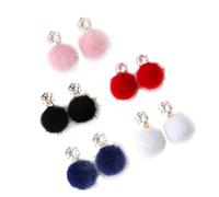 LRXIYODE Boucles d'Oreilles Pompon Moelleux Femmes 5 Paires Bijoux Accessoires Conviviaux pour Toutes Occasions