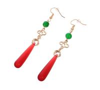 LRXIYODE Boucles Oreilles Chinoises Vintage Légères Forme de Eau Rouge avec Pendentif Bijoux Ethniques pour Femmes Accessoires pour Robe Traditionnelle
