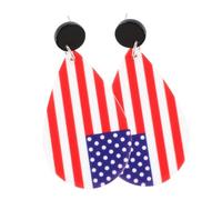 LRXIYODE Boucles Oreilles Étoiles et Rayures Acrylique Rouge Bleu Pendentif Drapeau Américain pour Femmes Design Géométrique Substance Nocive